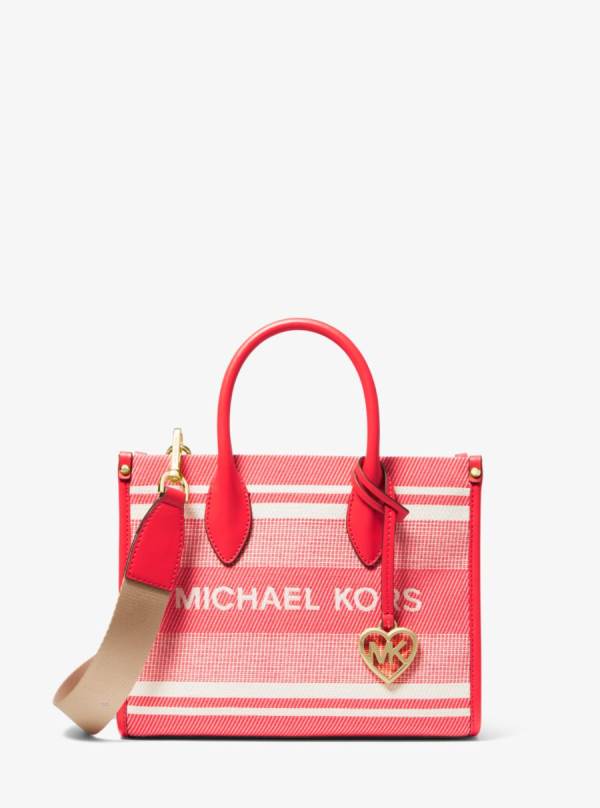 Damske Prenosná Taška Michael Kors Mirella Small Striped Cotton Canvas Koralove - Kabelky Michael Kors Sleva | WMFXE-8257